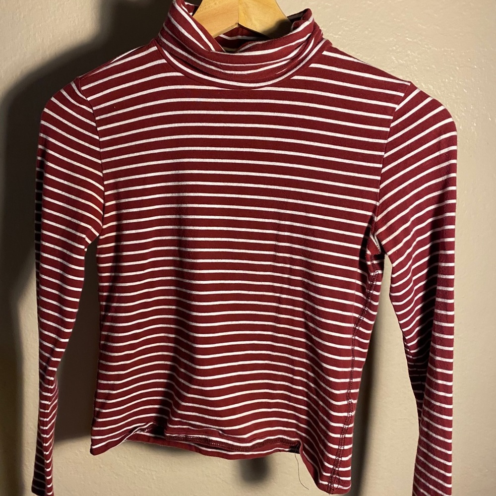 burgundy striped turtleneck